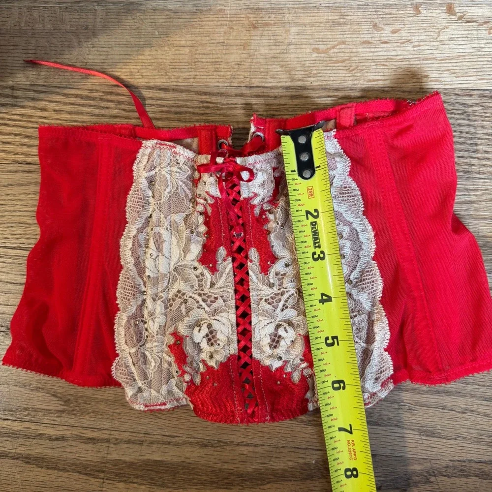 Victorias Secret‎ Very Sexy Red Lace Rhinestone Waist Cincher Corset Belt XS/S